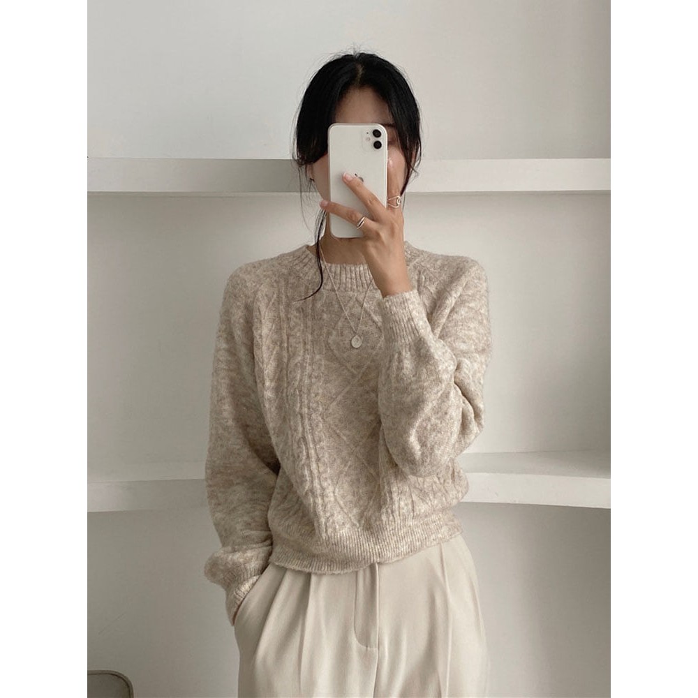 Áo len mỏng thu đông cổ tròn