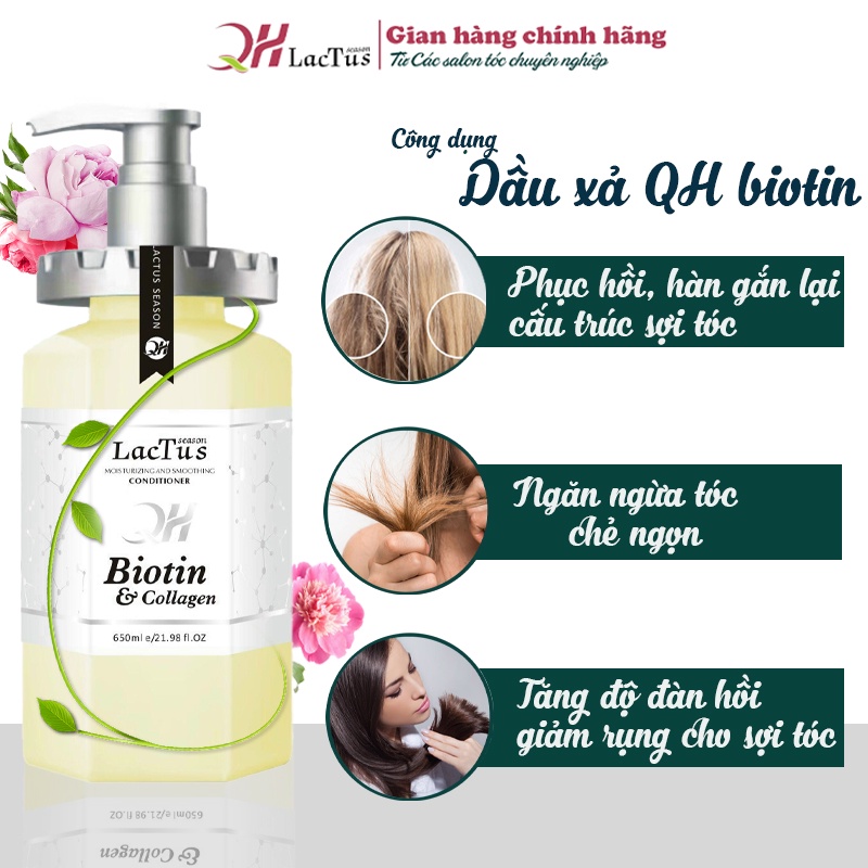 Dầu gội biotin Lactus season giảm tóc gãy rụng, giảm gàu, dầu thừa và bã nhờn 650ml