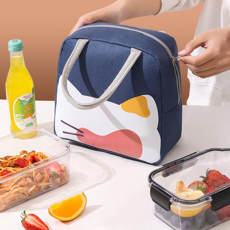 Túi đựng hộp cơm trưa giữ nhiệt in họa tiết hoạt hình xinh xắn