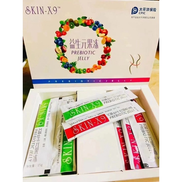 Combo Giá Sỉ 10 Hộp Thạch Giảm Cân, Thải Mỡ - PREBIOTIC JELLY - Thạch Xanh, Skin X9