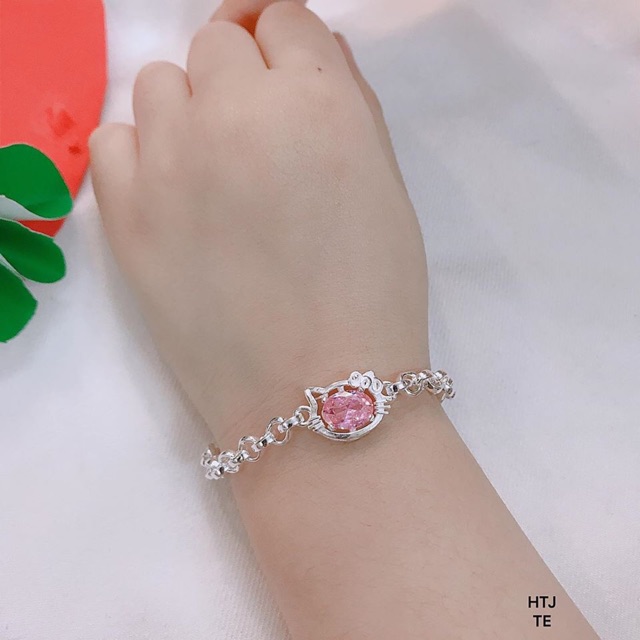 Lắc tay mèo kitty hồng cho bé chuẩn bạc ta