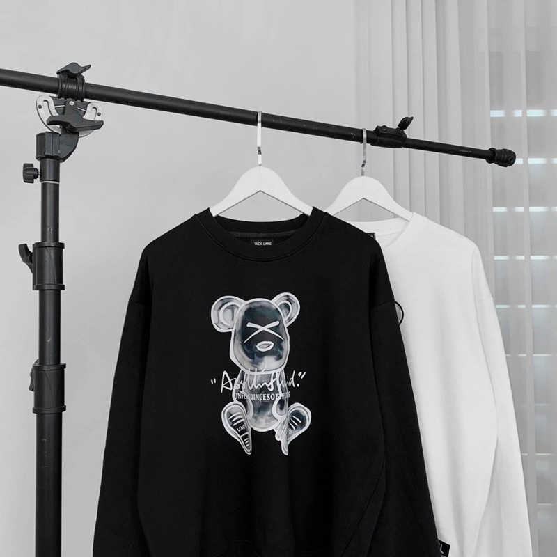 Áo Sweater Tay Dài Unisex Chú Gấu