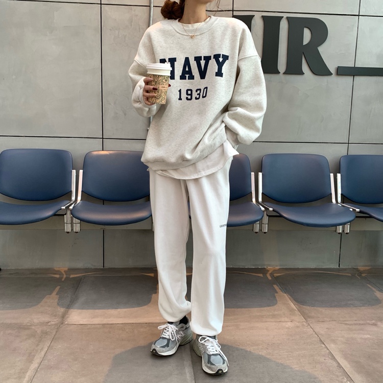 Áo sweater nữ tay dài in chữ phong cách Hàn Quốc
