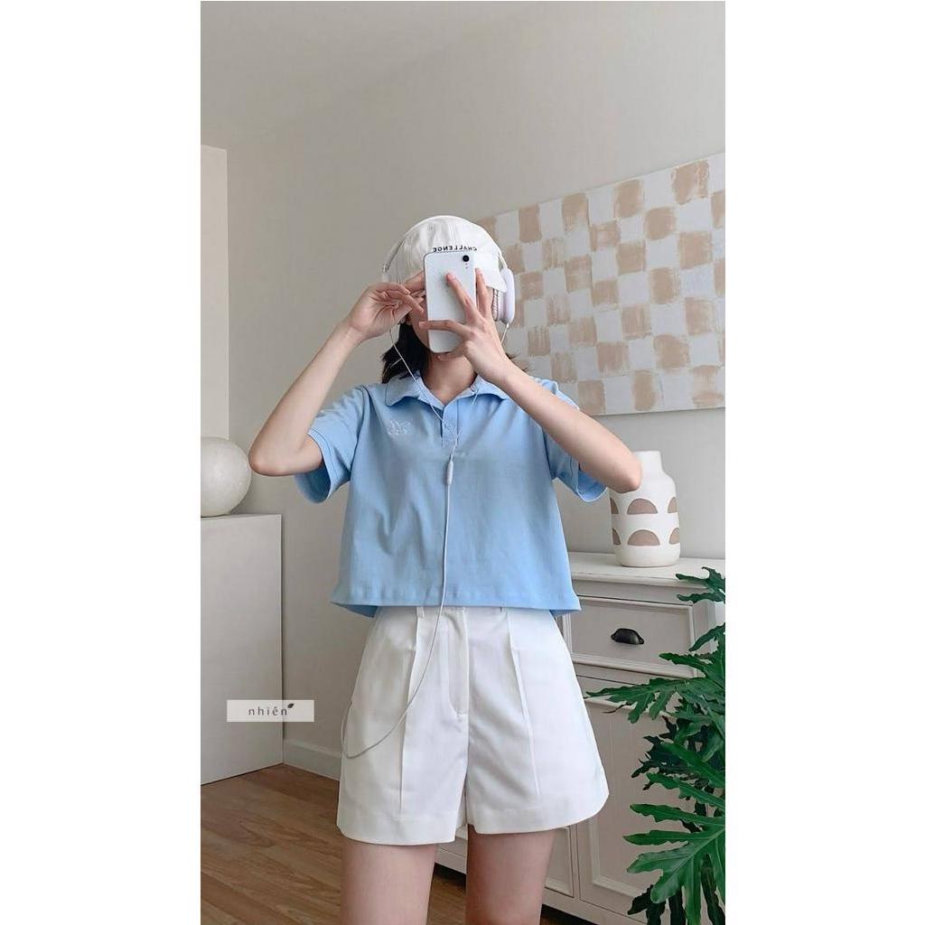 Quần short nữ trơn basic lưng cao nhiennhienvintage BQ1