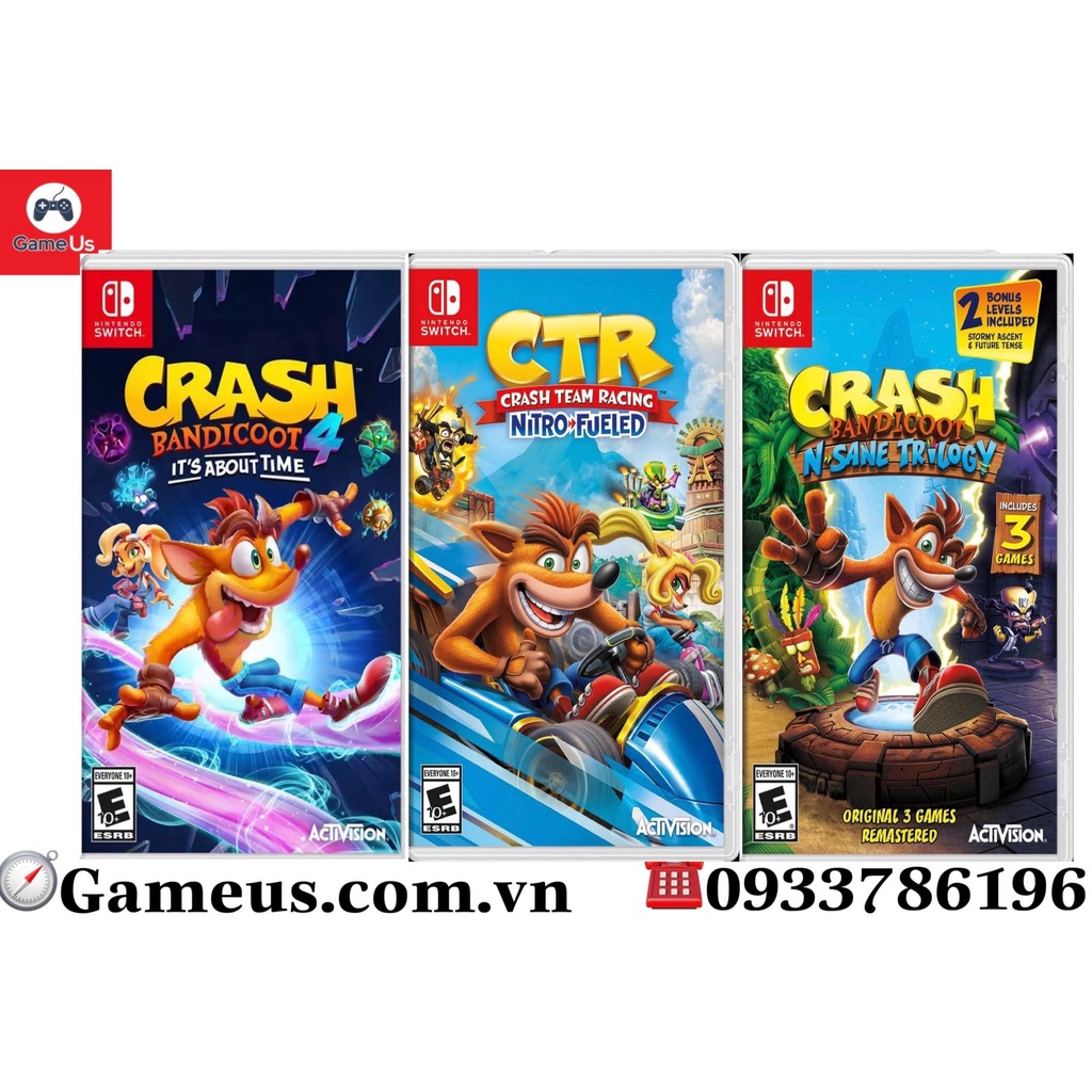 Game Nintendo Switch : Crash Bandicoot™ 4: It’s About Time /Crash Bandicoot N. Sane Trilogy /Crash Team Racing Hệ US
