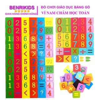 Đồ Chơi Gỗ Vỉ Nam Châm Chữ Số Kết Hợp Phép Tính Giúp Cho Trẻ Làm Quen Số Và Toán Học