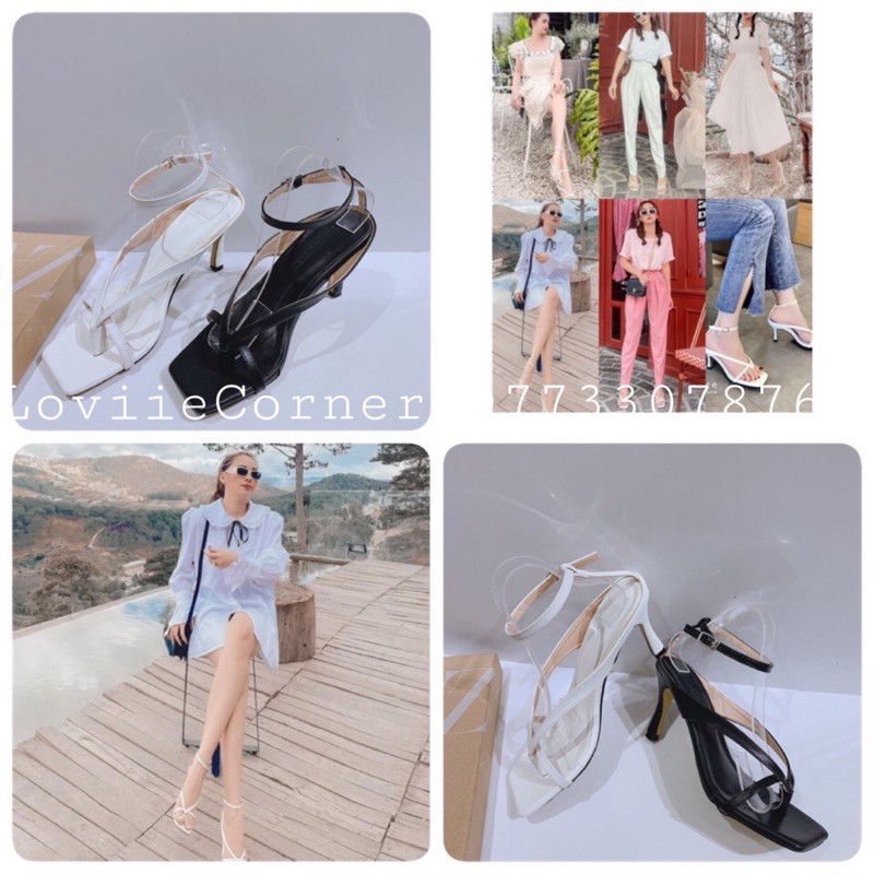 SANDAL CAO GÓT NỮ LOVIIECORNER - GIÀY SANDAL CAO GÓT 7CM - SANDAL QUAI MẢNH XỎ NGÓN - SANDAL NỮ CAO GÓT 7CM G200522
