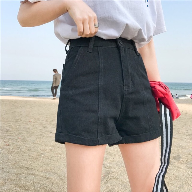 Quần short jean ống rộng nữ lưng cao, quần short bò nữ cạp cao C1 | BigBuy360 - bigbuy360.vn