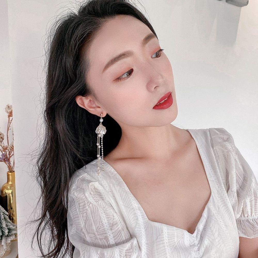 Khuyên Tai Hình Bông Hoa Đính Ngọc Trai Thời Trang Dành Cho Nữ