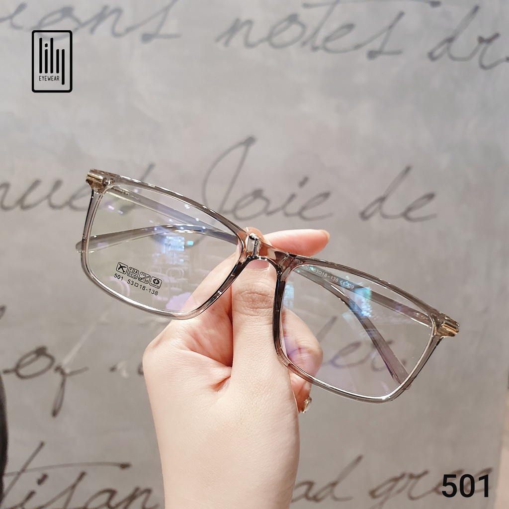 Gọng kính Nam nữ LILYEYEWEAR mắt vuông nhựa dẻo màu sắc thời trang 501