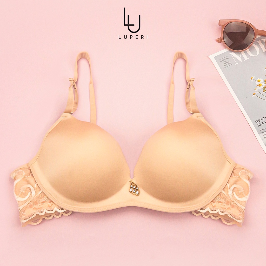 Áo Lót Nữ Cao Cấp Luperi LP820300001 Bản 2 Móc Ren Không Gọng Đệm Đẩy Vừa Mút Siêu Thoáng