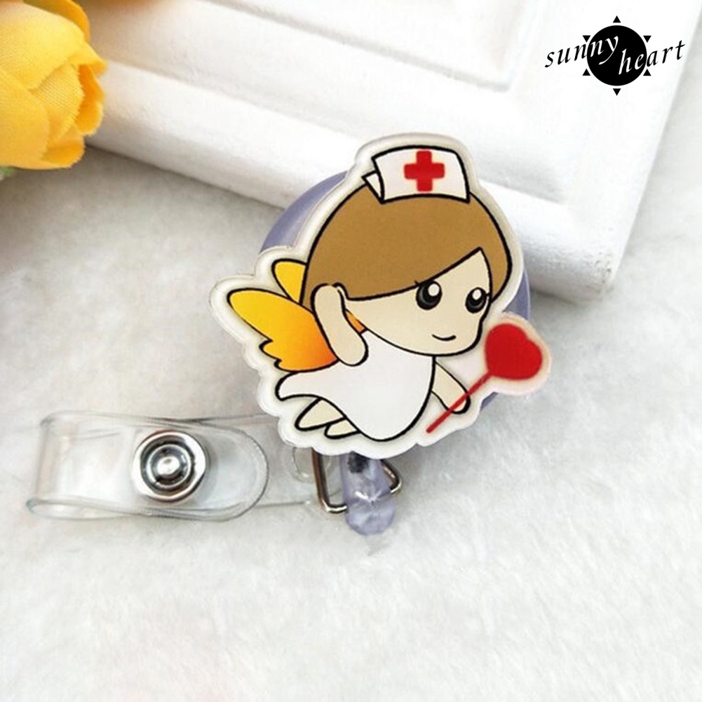 Kẹp Giữ Thẻ Tên ID Dạng Cuộn Gắn Huy Hiệu Họa Tiết Bác Sĩ Y Tá Hoạt Hình