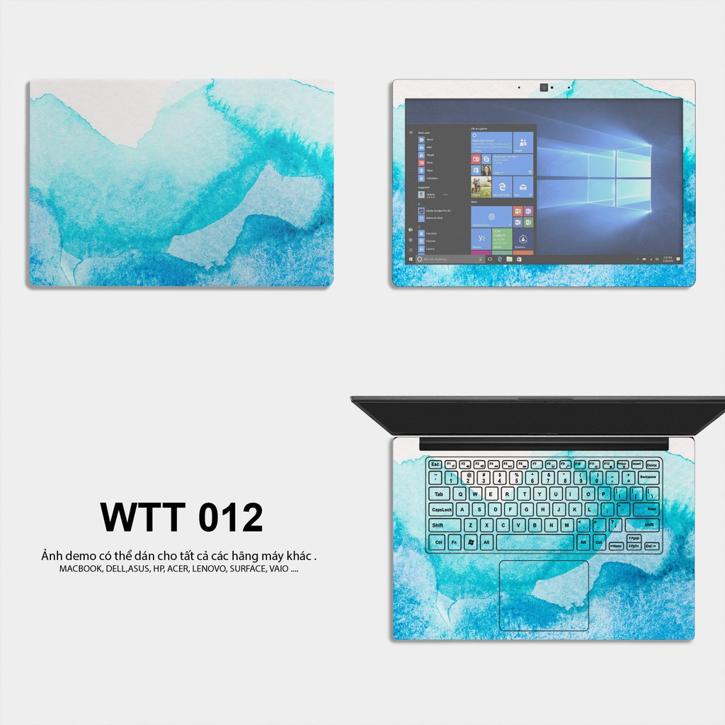 Bộ skin dán laptop mẫu Màu Nước / Có mẫu decal dán cho tất cả các hãng máy tính