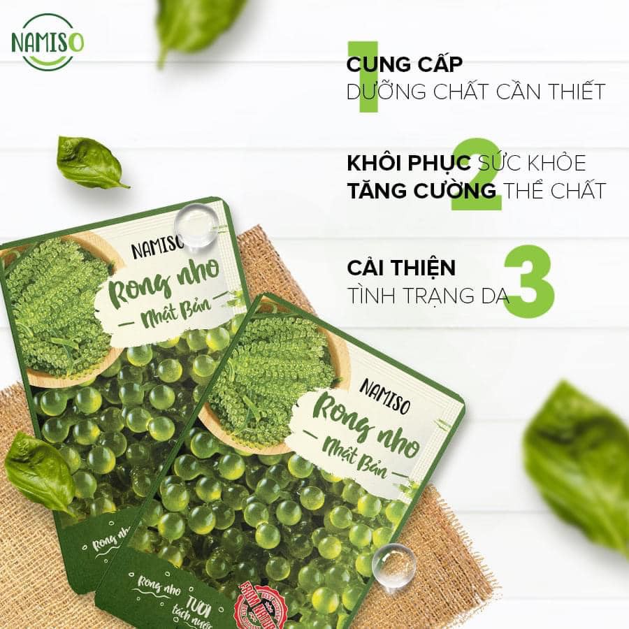 [CHÍNH HÃNG] Rong Nho Tách Nước Namiso, Hộp 12 gói 300g, Tiện Lợi, Dễ Dàng Sử Dụng, Giá Trị Dinh Dưỡng Cao
