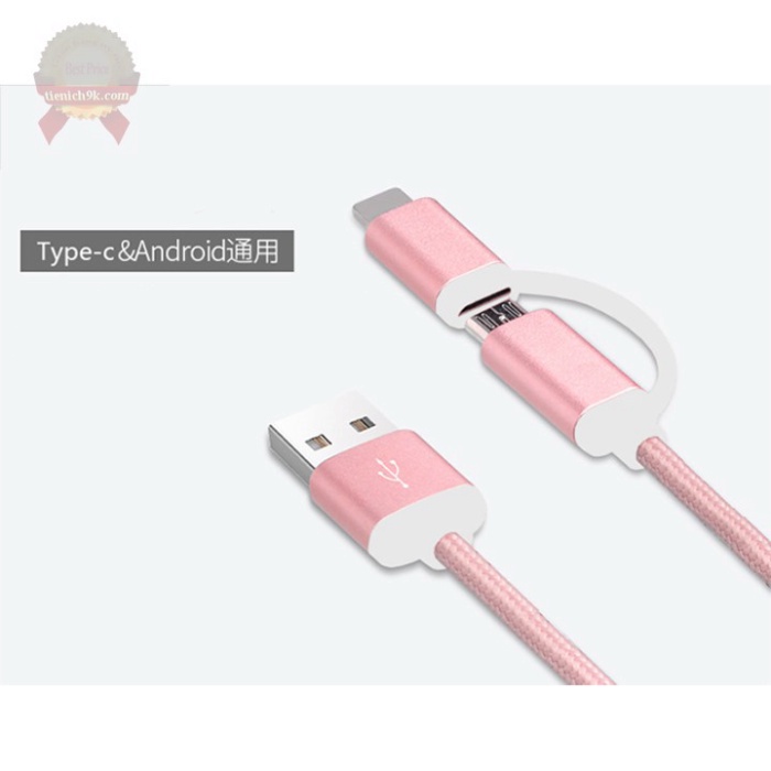 [Hàng xịn] Cáp sạc dây dù 2 đầu dính Micro Usb và TypeC dài 1m2 chống đứt cho điện thoại Samsung Vivo Oppo