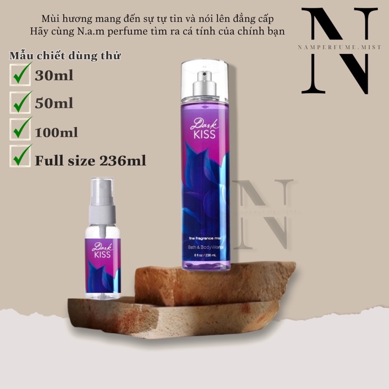 Xịt thơm Dark Kiss Fine Fragrance Mist Bath and Body Works 250ml ᵐᵒᵒˢᵗᵒʳᵉ⁶⁹⁶⁹🌿