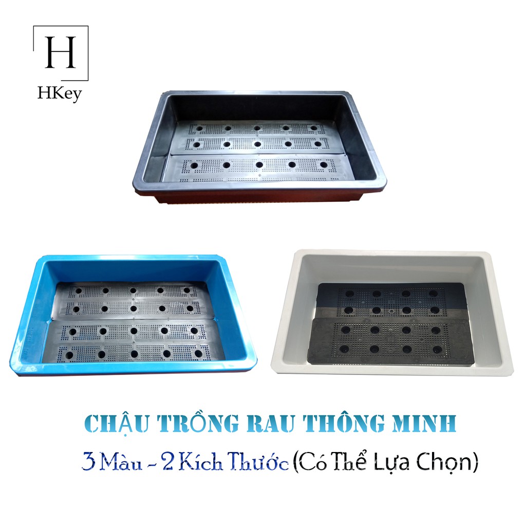 Ngoài Trời &amp; Sân Vườn Chậu Nhựa Thông Minh Trồng Rau Hình Chữ Nhật Lớn 2 Kích Thước Và 3 Màu