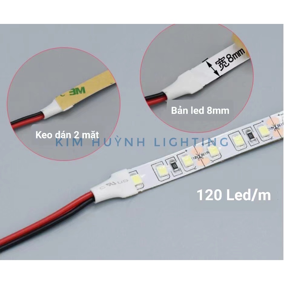 Dây đèn led dán 120 led/m, chip 2835 điện áp 12V (chưa gồm nguồn) | BigBuy360 - bigbuy360.vn