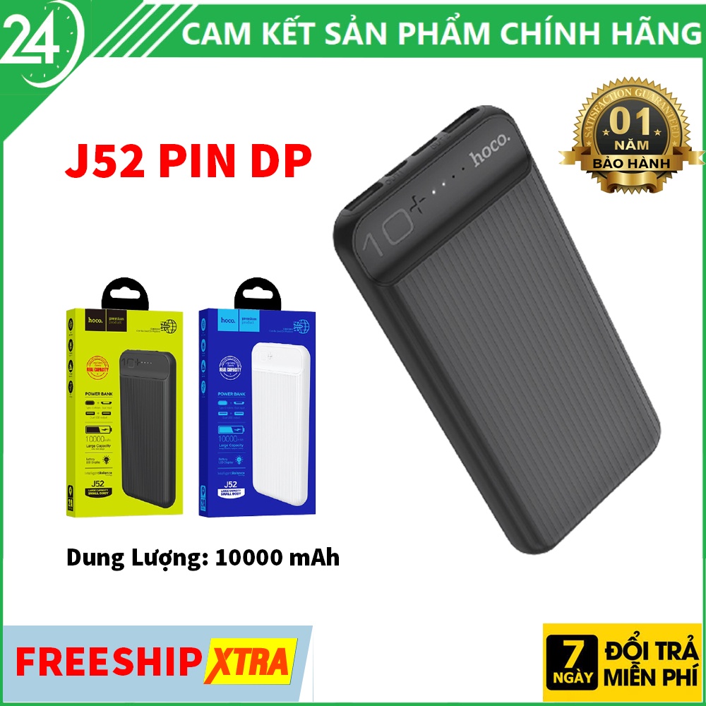 Pin sạc dự phòng hoco 10000 mAH J52 PIN DP 2 Cổng sạc