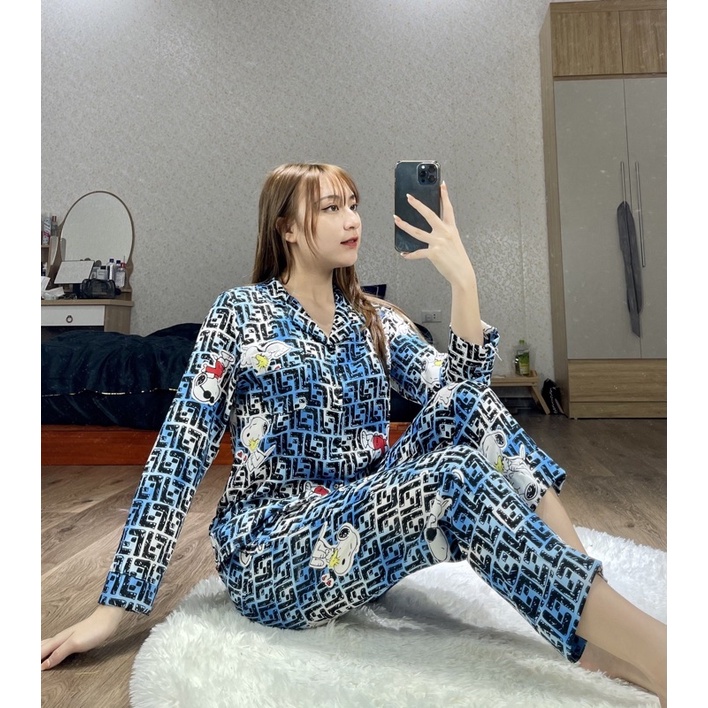 Bộ Pijama Lụa Cao Cấp Dài Tay