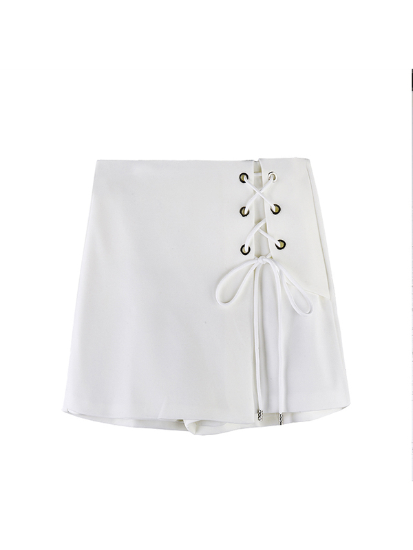 Quần giả váy dáng ngắn cạp cao hàn quốc 2021, Chân váy chữ A nữ màu đen trắng phối dây buộc cạnh cao cấp | BigBuy360 - bigbuy360.vn