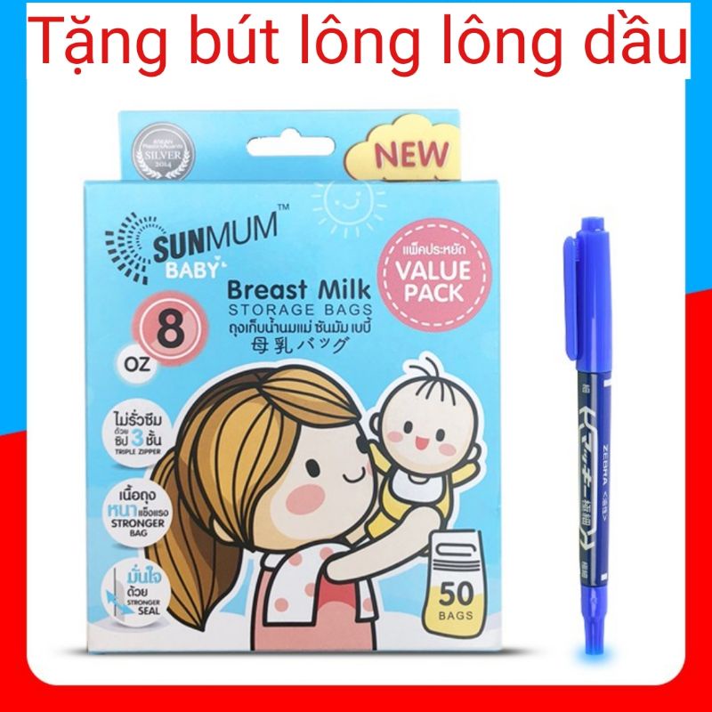 [Tặng bút] Túi trữ sữa Sunmum 100ml / 250ml