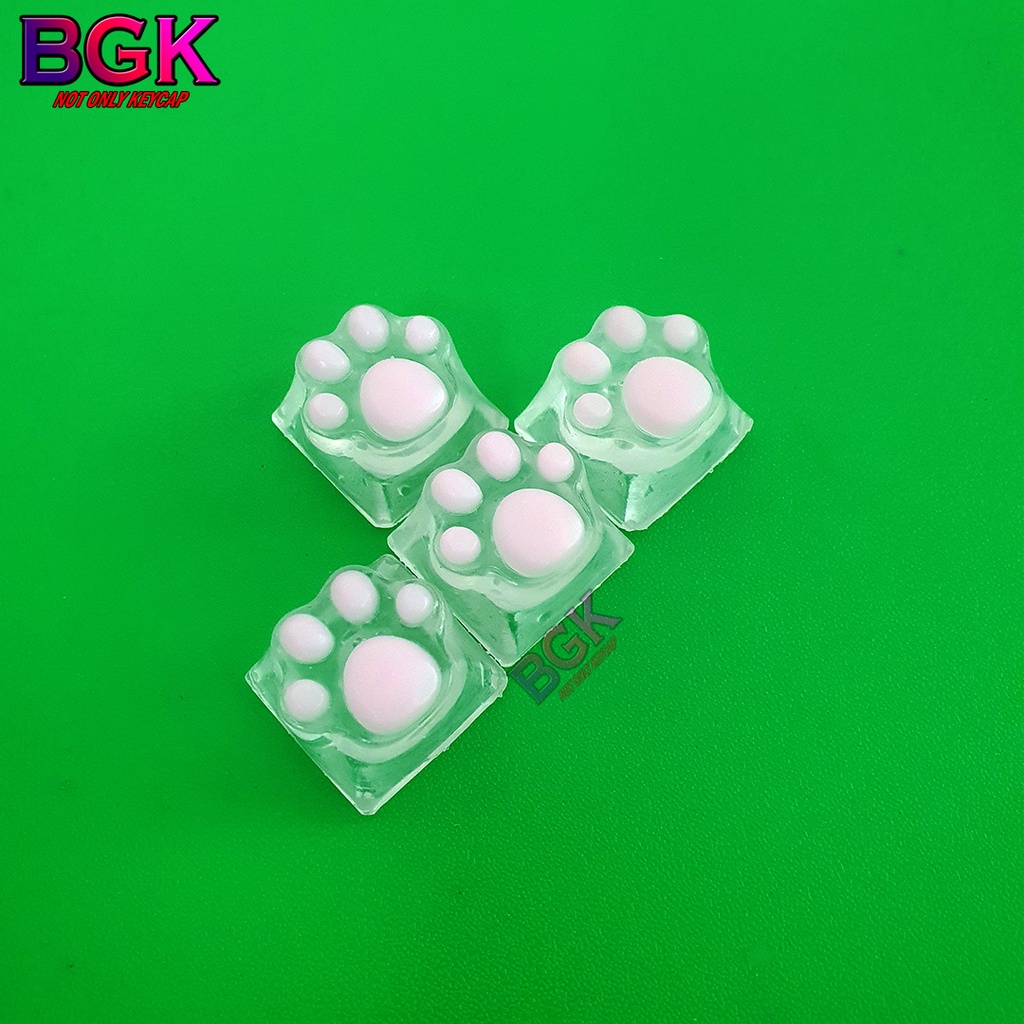 Keycap Lẻ Artisan Dấu Chân Mèo dễ thương màu trong suốt ( cast resin nhiều lớp, Keycap bàn phím cơ,keycap resin độc lạ )