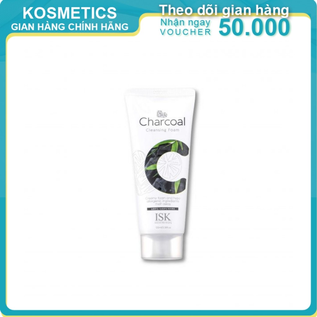 Sữa rửa mặt than hoạt tính ISK Charcoal Cleansing Foam 100ml