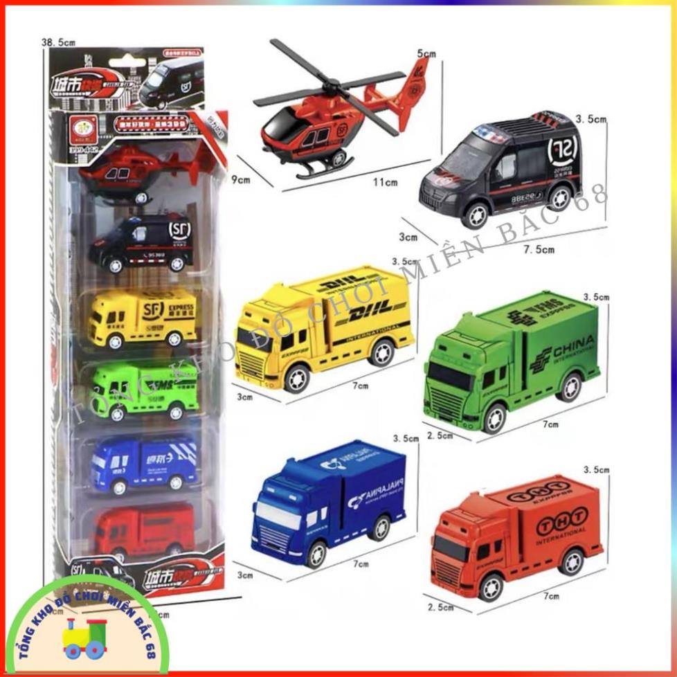 Đồ chơi mô hình hộp 6 xe ô tô Công trường Cứu hỏa Quân sư Môi trường chạy cót Đồ chơi hướng nghiệp cho bé TKMB68