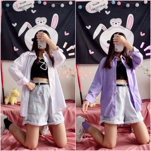 Áo Sơmi Tay Dài Trơn/Sơmi Basic Unisex Kèm Video