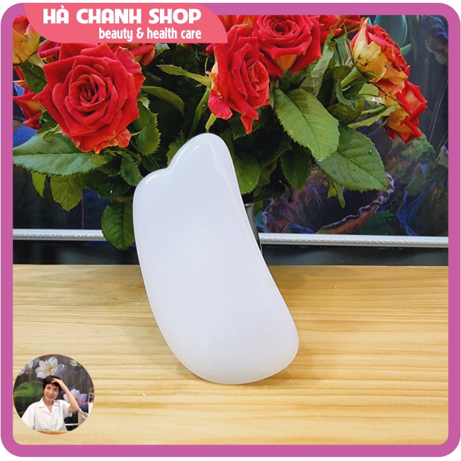 Miếng Cạo Massage Hình Bán Nguyệt Bằng Đá Trắng Đẹp Mát Xa Mặt Dụng Cụ Spa Dưỡng Sinh Chăm Sóc Cơ Thể