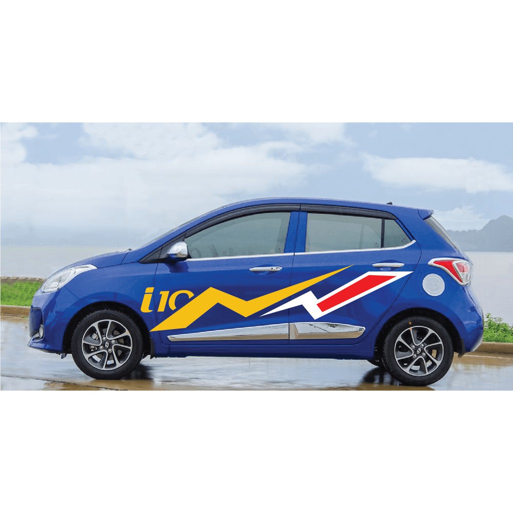 Tem xe Hyundai i10 phong cách thể thao - decal i10 decal_oto