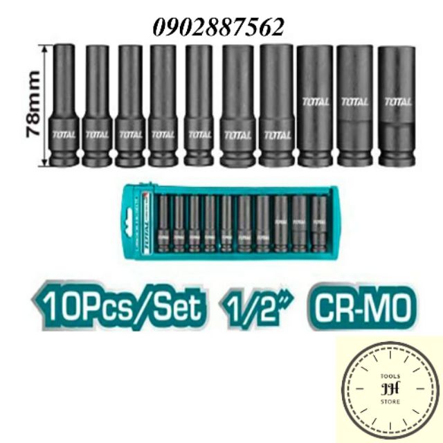 1/2" Bộ đầu tuýp 10 chi tiết 78mm Total THKISD12102L