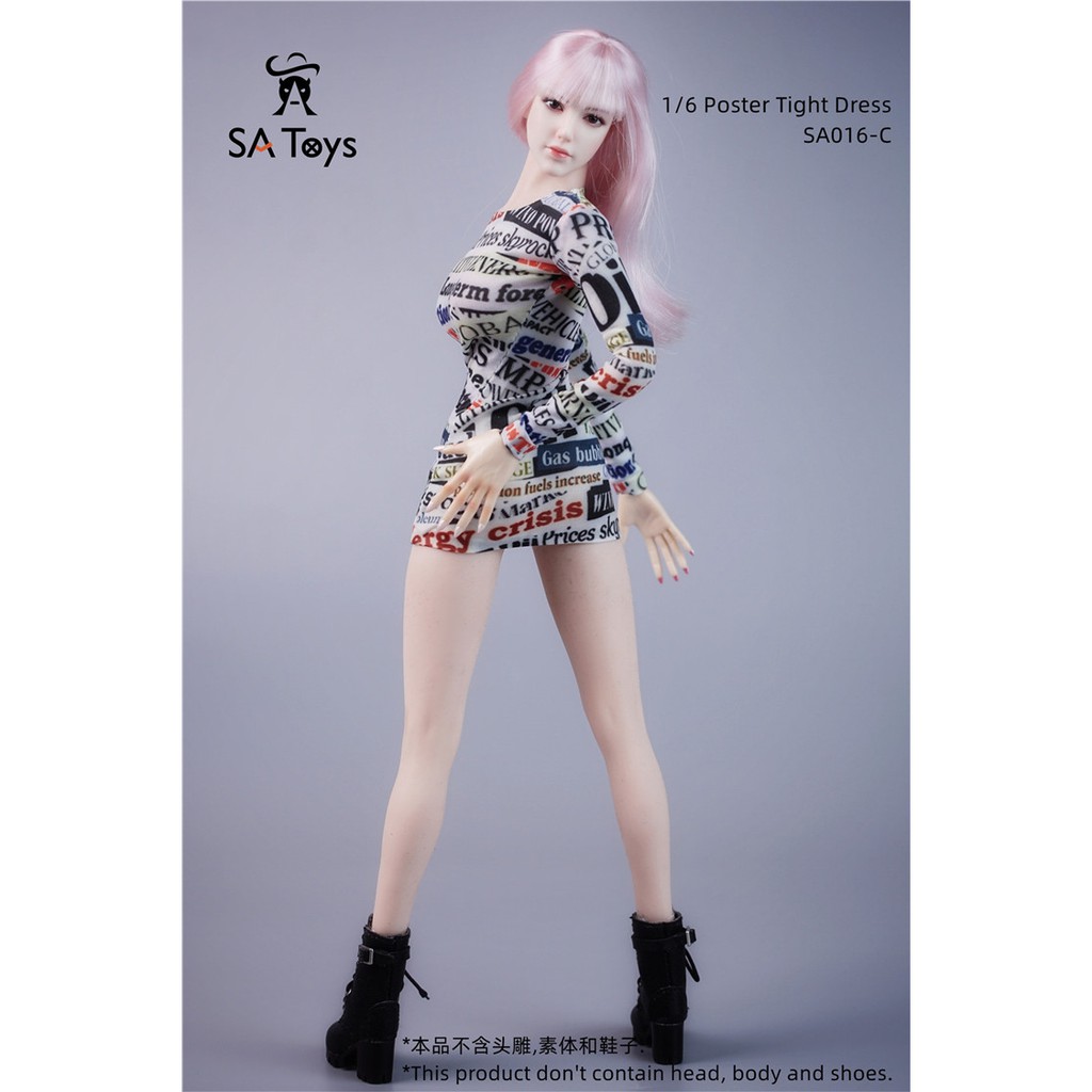 Sa Đầm Ôm Body Tay Dài SA016 Tỉ Lệ 1 / 6 Cho Mô Hình Nhân Vật Nữ 12 "