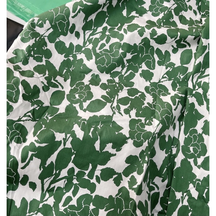 vải thô kiện 100% cotton mềm mát hoa hồng xanh lá