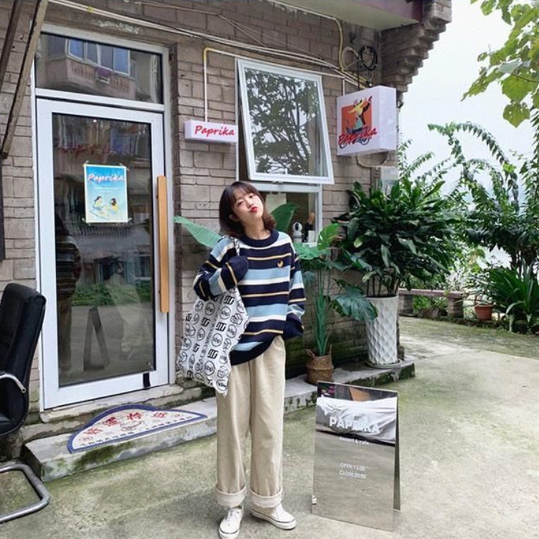 Áo khoác cardigan dáng rộng màu sắc phong cách thời trang