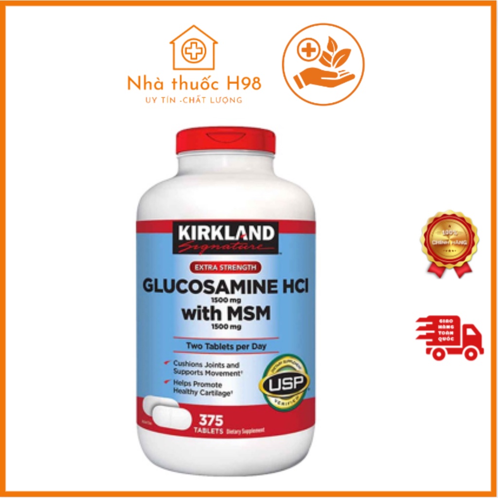 Kirkland Glucosamine HCL 1500mg With MSM 1500mg Hộp 375 Viên,Bổ Khớp Kirkland Glucosamine Mỹ Nhà