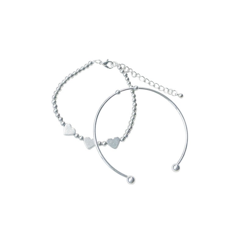 Vòng Đeo Tay Hai Lớp Xỏ Hạt Hình Trái Tim Bằng Kim Loại Phong Cách Pháp Đơn Giản Thời Trang Cho Nữ | BigBuy360 - bigbuy360.vn