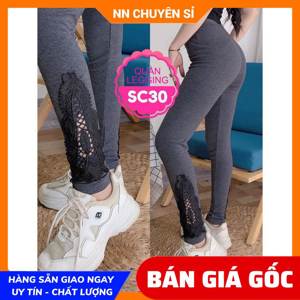 QUẦN LEGGING THUN CAO CẤP PHỐI REN CỰC XINH SC30 ⚡100% ẢNH THẬT⚡