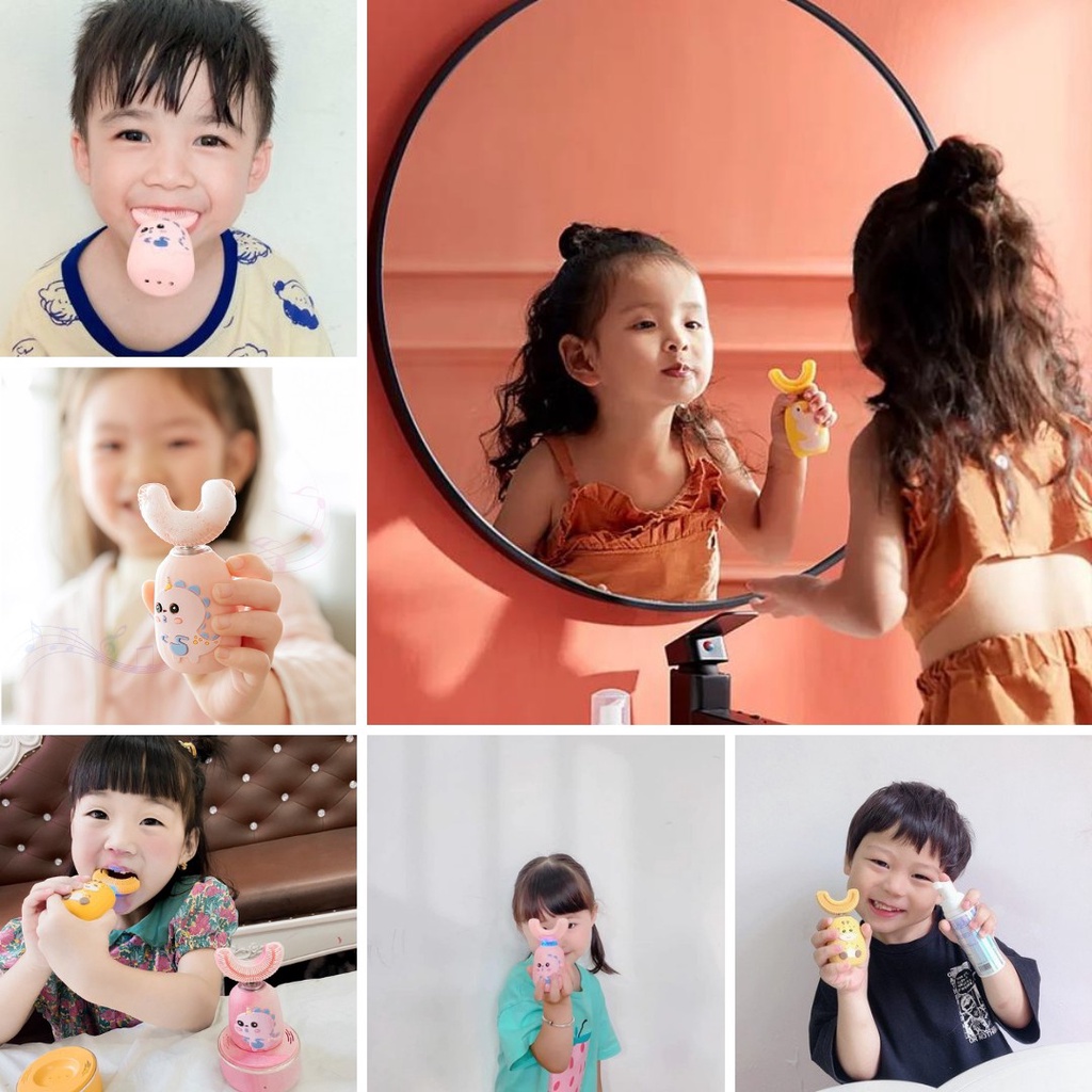 [Tặng kem] Brushie Kids-Bàn Chải Điện Trẻ Em Cao Cấp Chống Nước, chế độ Sáng-Tối, Khử Khuẩn Chăm Sóc Nứu-Nhạc Tiếng Việt