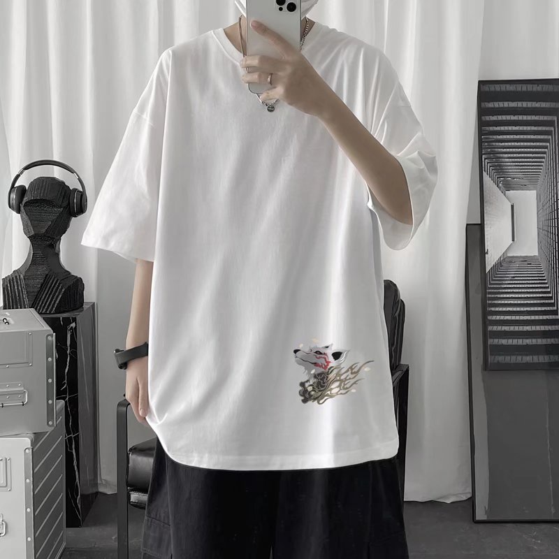 Áo Thun Dáng Rộng In Họa Tiết Hoạt Hình Phong Cách Hip Hop Đường Phố Hàn Quốc Thời Trang Mùa Hè Cho Nam / M-8XL