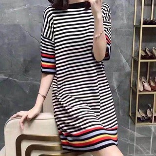 Đầm Suông Kẻ Sọc Ngang Nhiều Màu Thời Trang Cho Nữ