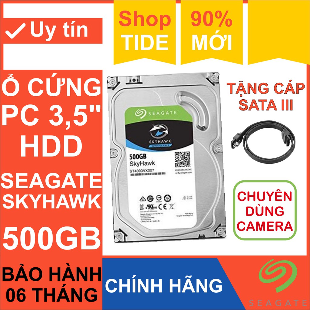 Ổ cứng HDD 3.5” Seagate Skyhawk 500GB - Ổ Cứng Camera – Bảo hành 6 tháng – CHÍNH HÃNG - Tháo máy đồng bộ mới 99%