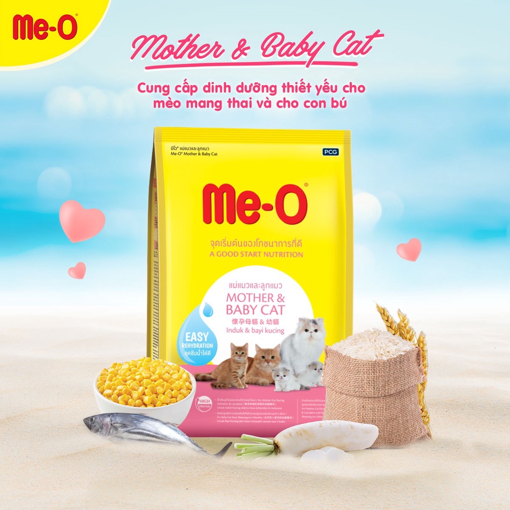 Thức ăn hạt cho Mèo mẹ và Mèo con Me-O Mother &amp; Baby Cat Gói 400g Xuất xứ Thái Lan Cung cấp đầy đủ dinh dưỡng