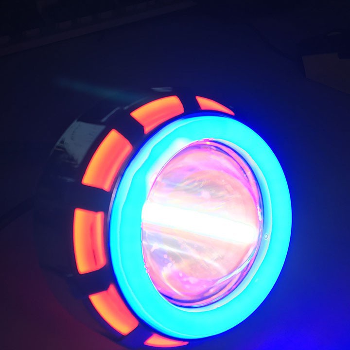 Đèn pha led bi cầu viền xanh, màu sắc bắt mắt, chế độ pha cos, sử dụng điện bình 12V, bảo hành 3 tháng đổi trả - DPLBCX