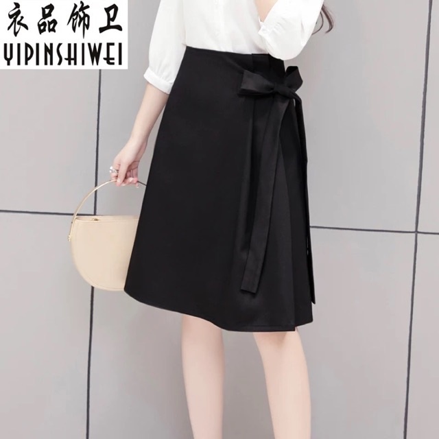✖℗Chân váy công sở xếp li thắt nơ trẻ trung năng động