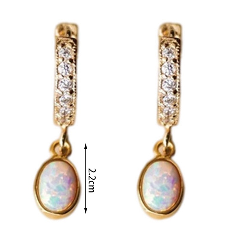 Khuyên Tai Mạ Vàng 18K Đính Đá Opal Sang Trọng