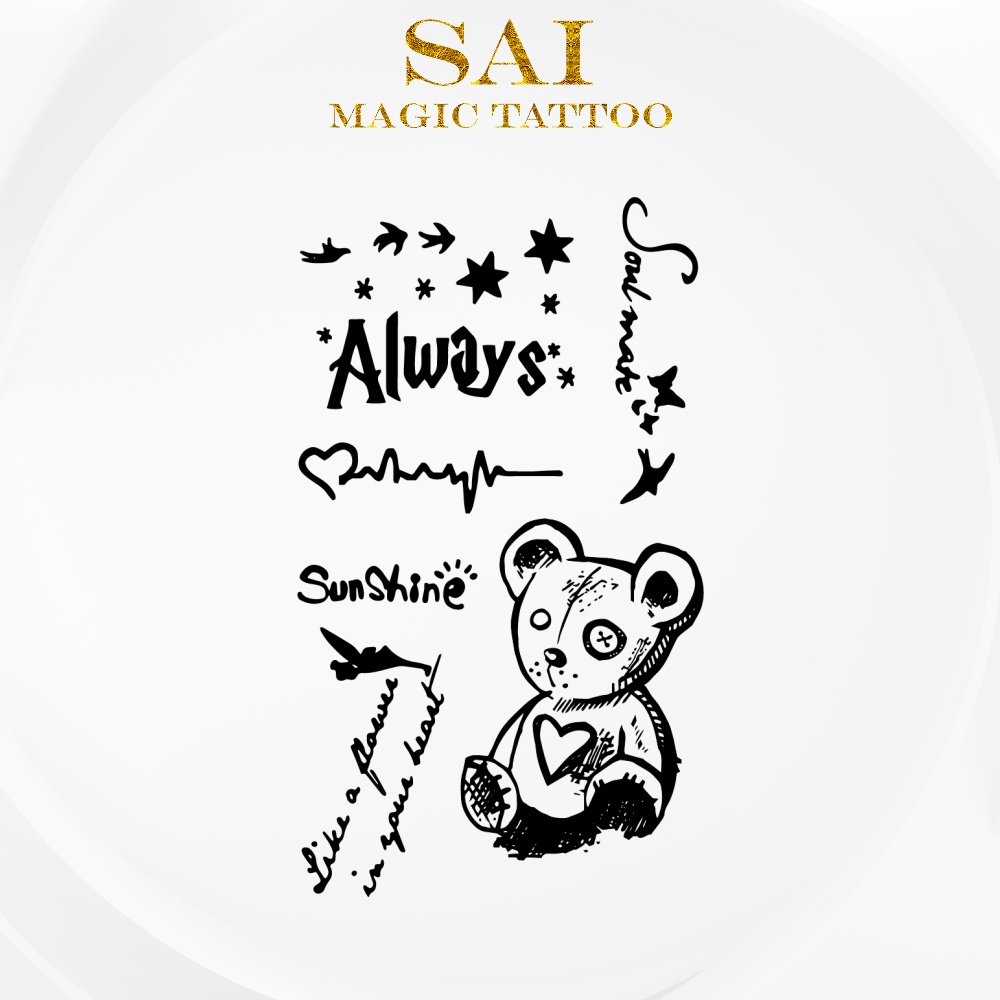 Miếng dán hình xăm tạm thời SAI MAGIC TATTOO 10CM×06CM chống thấm nước lâu trôi lên đến 2 tuần 003
