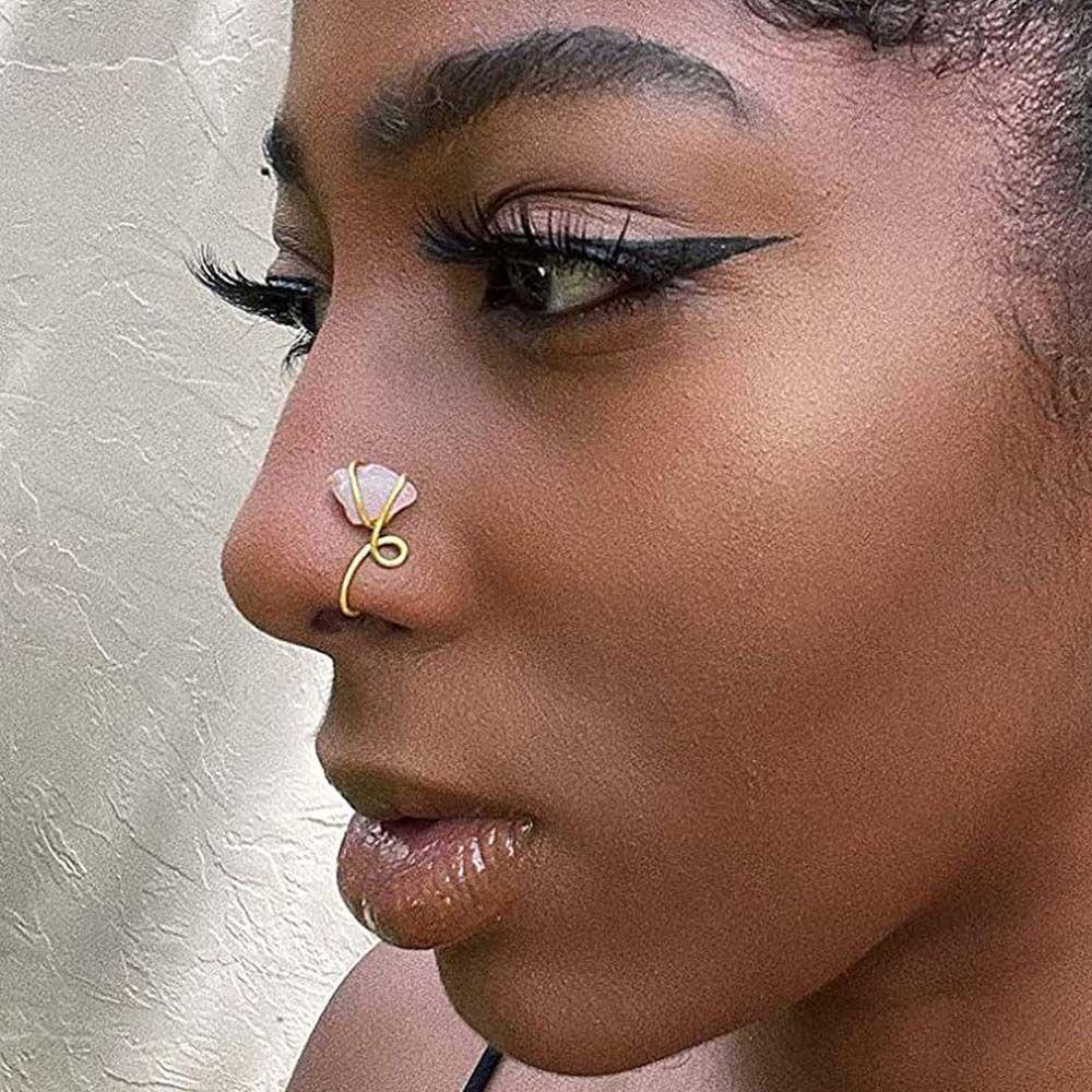 VANES1 Khuyên Mũi Giả Xỏ Một Bên Mũi Màu Sắc Tinh Tế Phong Cách Punk