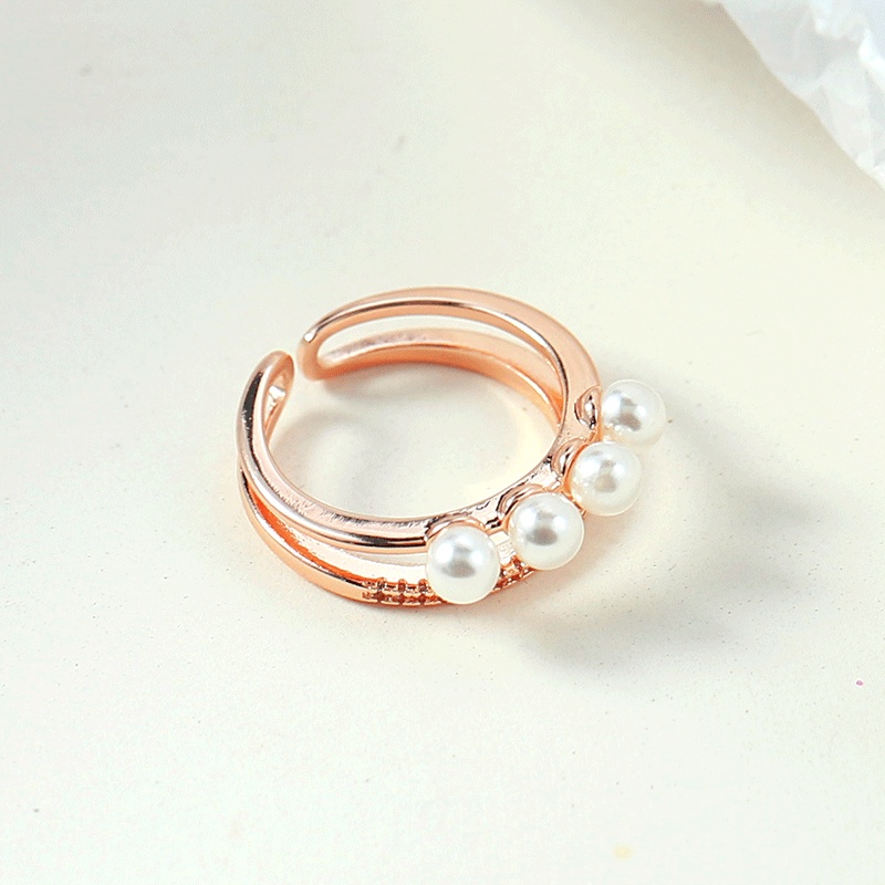 Bộ Nhẫn Đính Ngọc Trai Thiết Kế Đơn Giản Sang Trọng